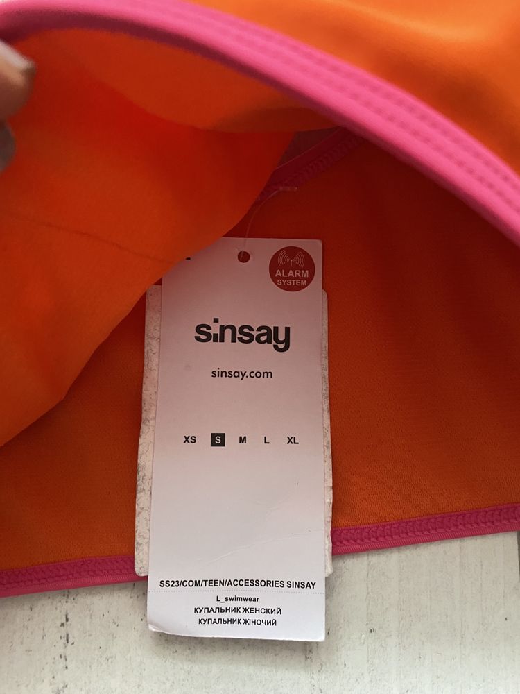 Sinsay nowy pomarańczowy  strój kąpielowy dwuczęściowy sportowy S