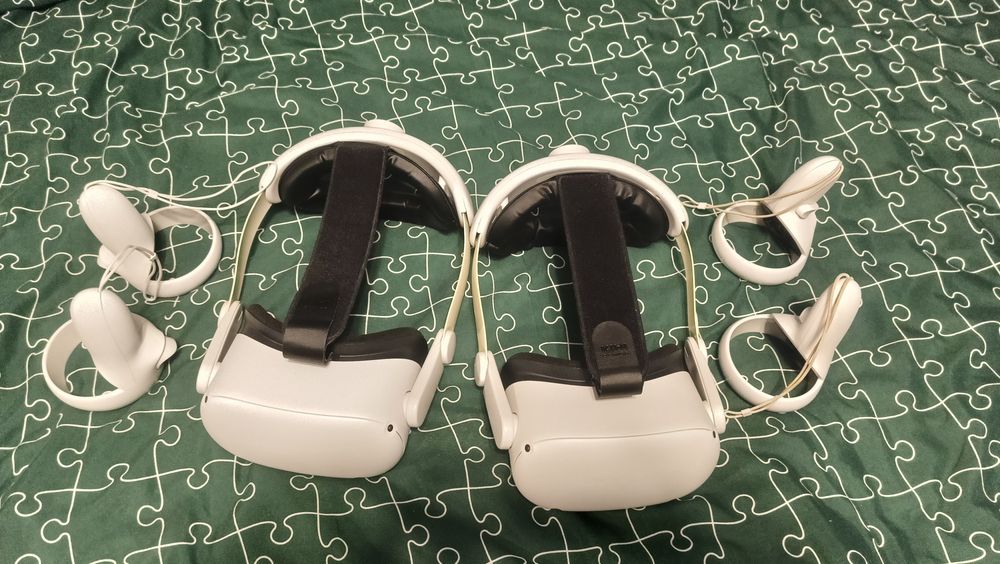 Dwie pary gogli quest 2 VR + cztery kontrolery + dwie opaski KIWI