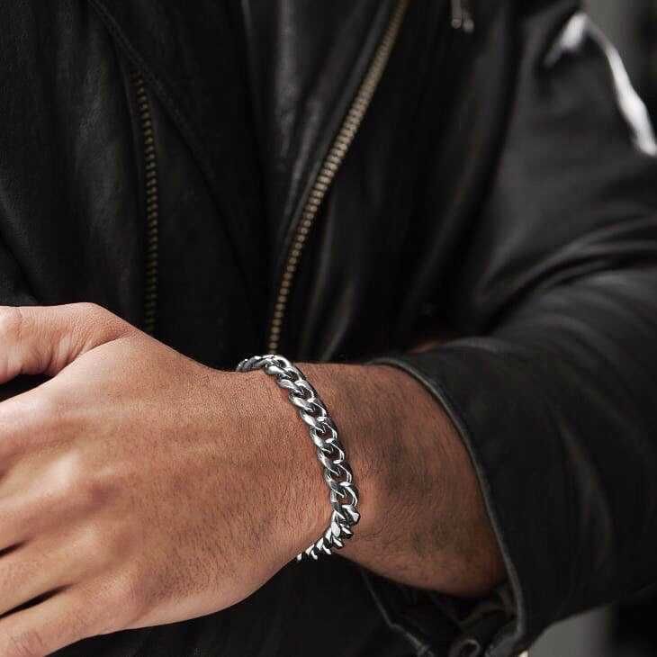 Мужской серебряный браслет металлический, мужская цепочка цепь на руку