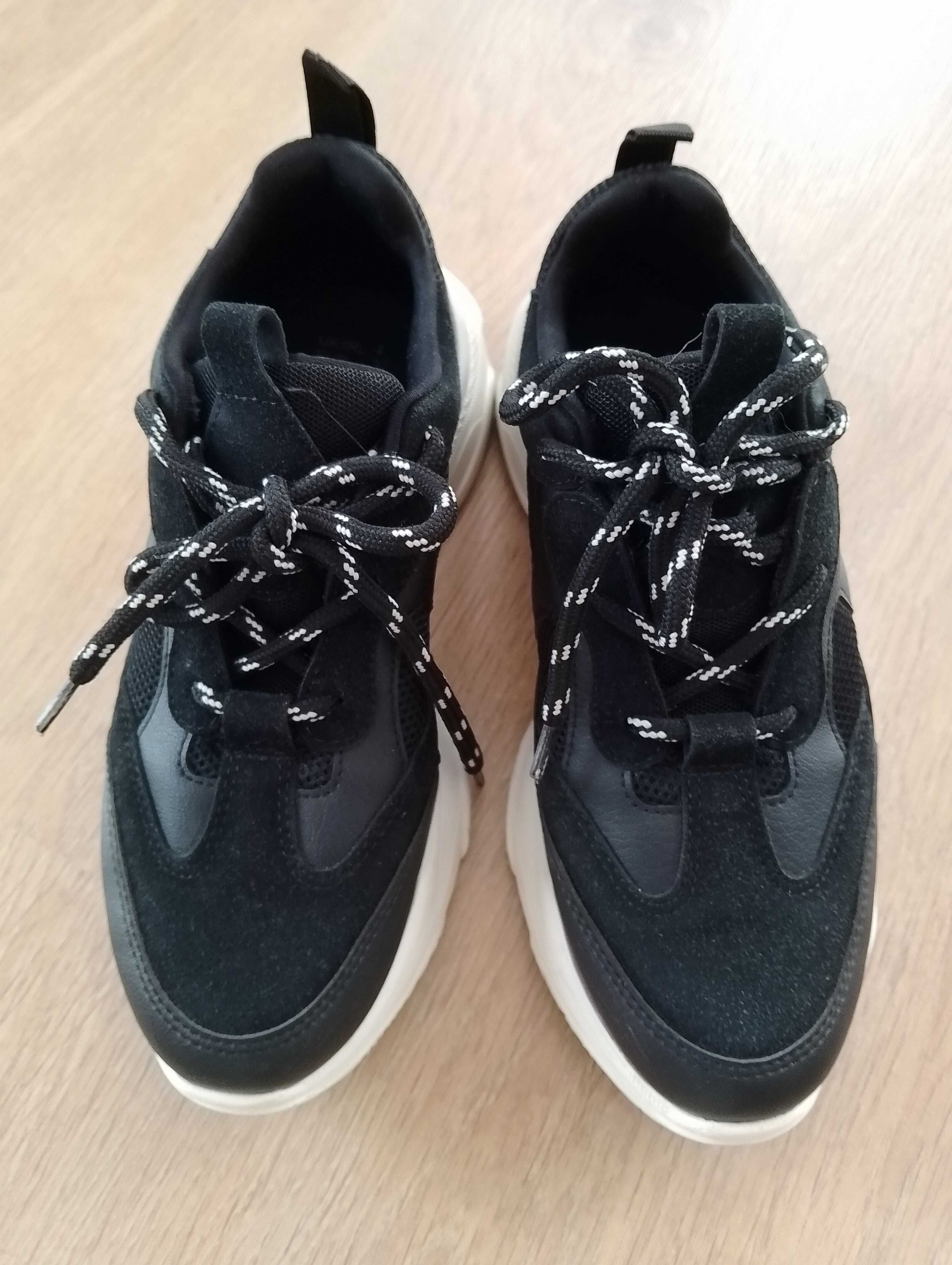 Primark czarno-białe sneakersy buty sportowe na grubej podeszwie 37