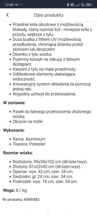 Wózek spacerowy czarno-złoty