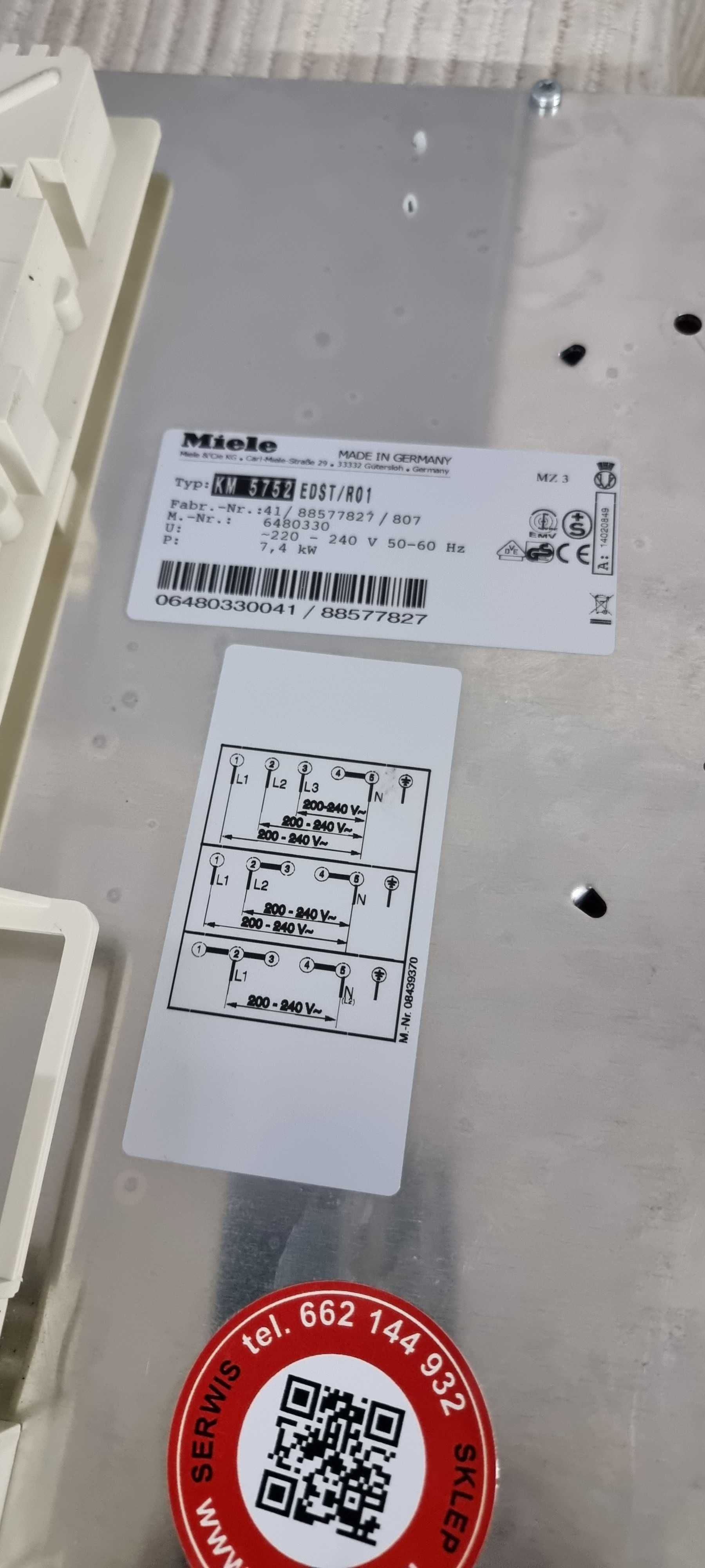 Płyta indukcyjna z ramką Miele KM 5752, PowerFlex, 75 cm. Stan 9,5/10
