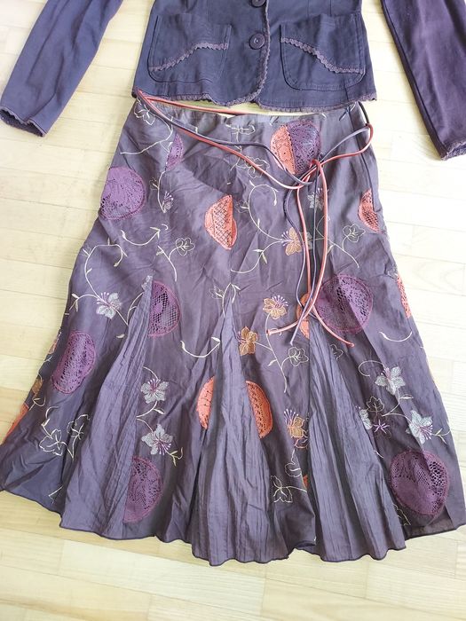 Komplet S żakiet spódnica brązowy 36