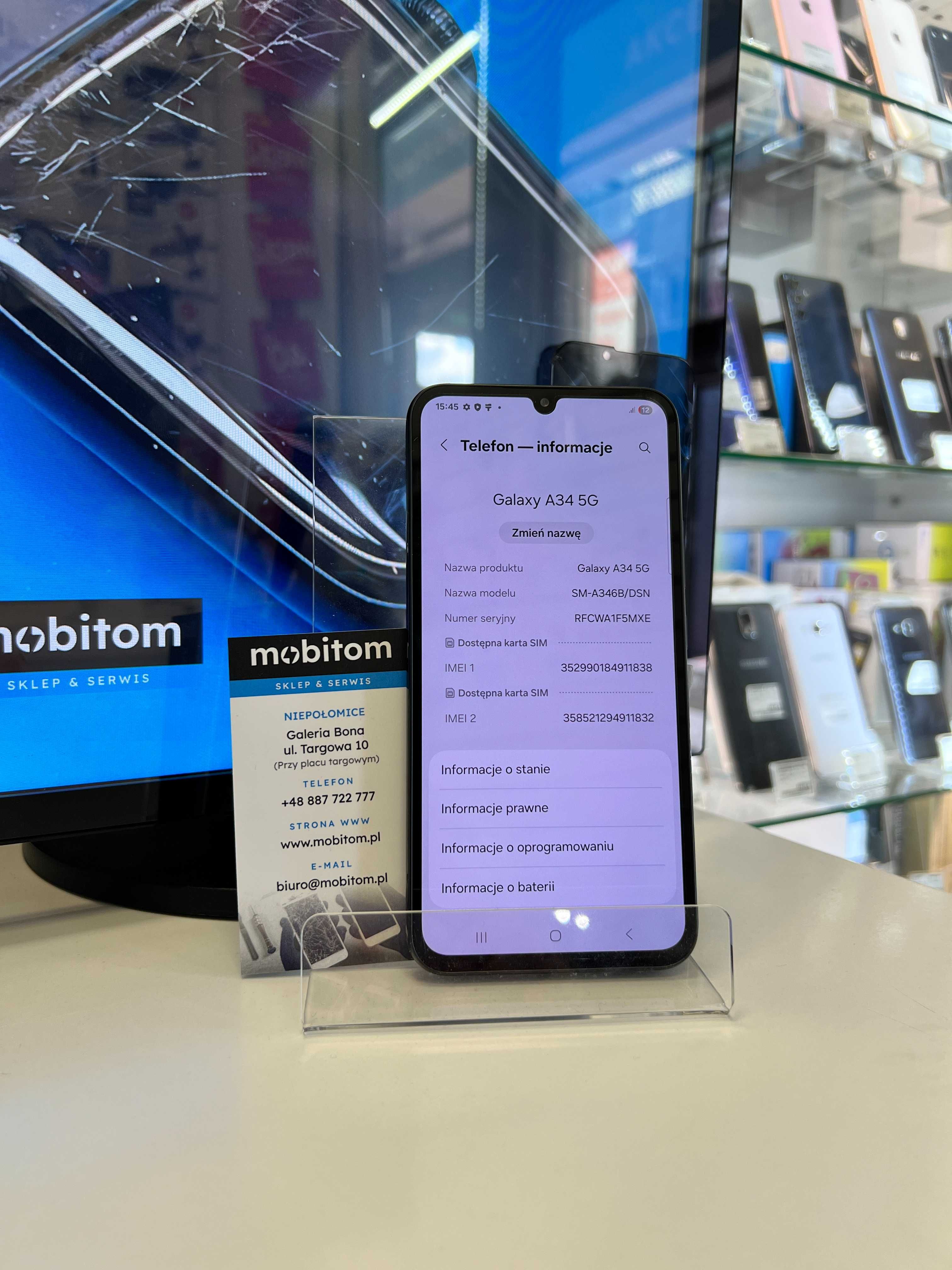 Samsung Galaxy A34 6/128GB Czarny Gwarancja 3 msc. FVM Niepołomice