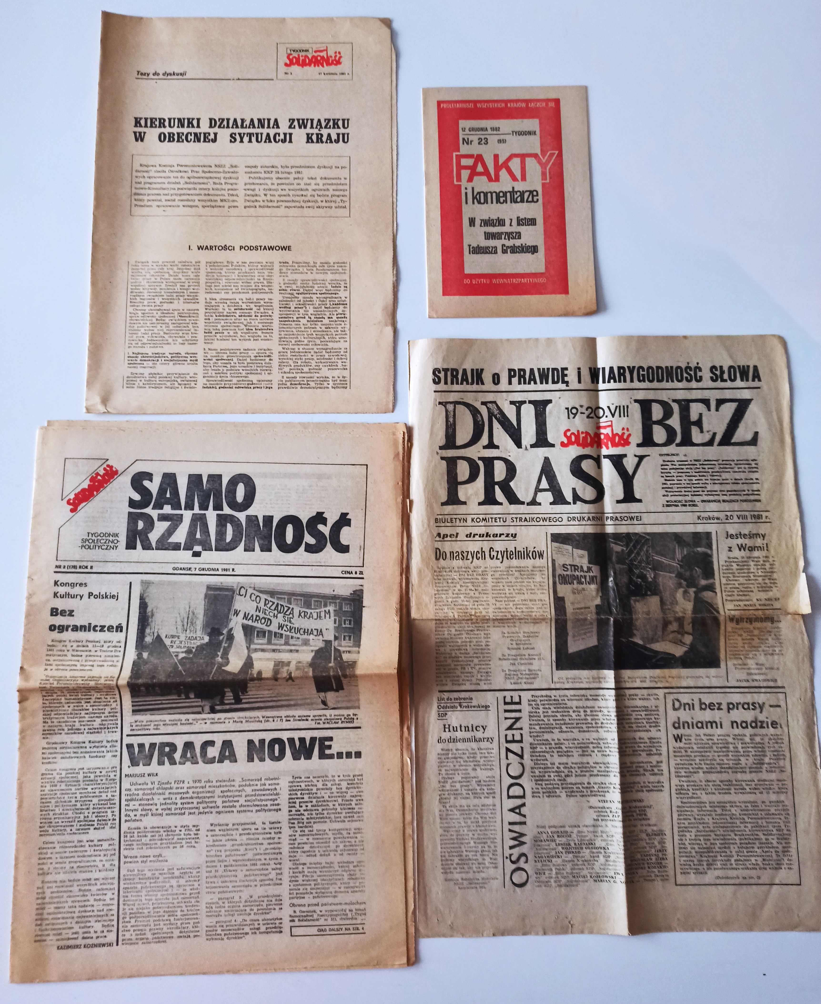 Stare gazety NSZZ Solidarność KC PZPR 4 sztuki 1981