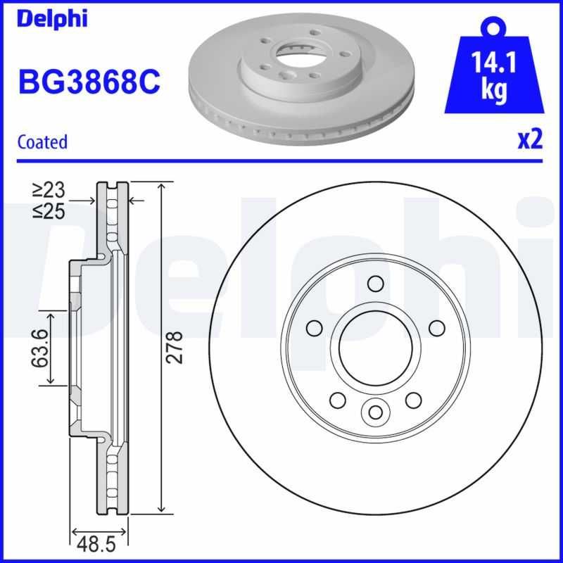 DELPHI Tarcze i klocki przód VOLVO FORD C-MAX FOCUS MK2 278mm