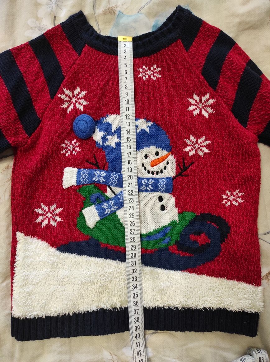 Новогодний свитер George 3-4 года 98 - 104 см снеговик свитерок