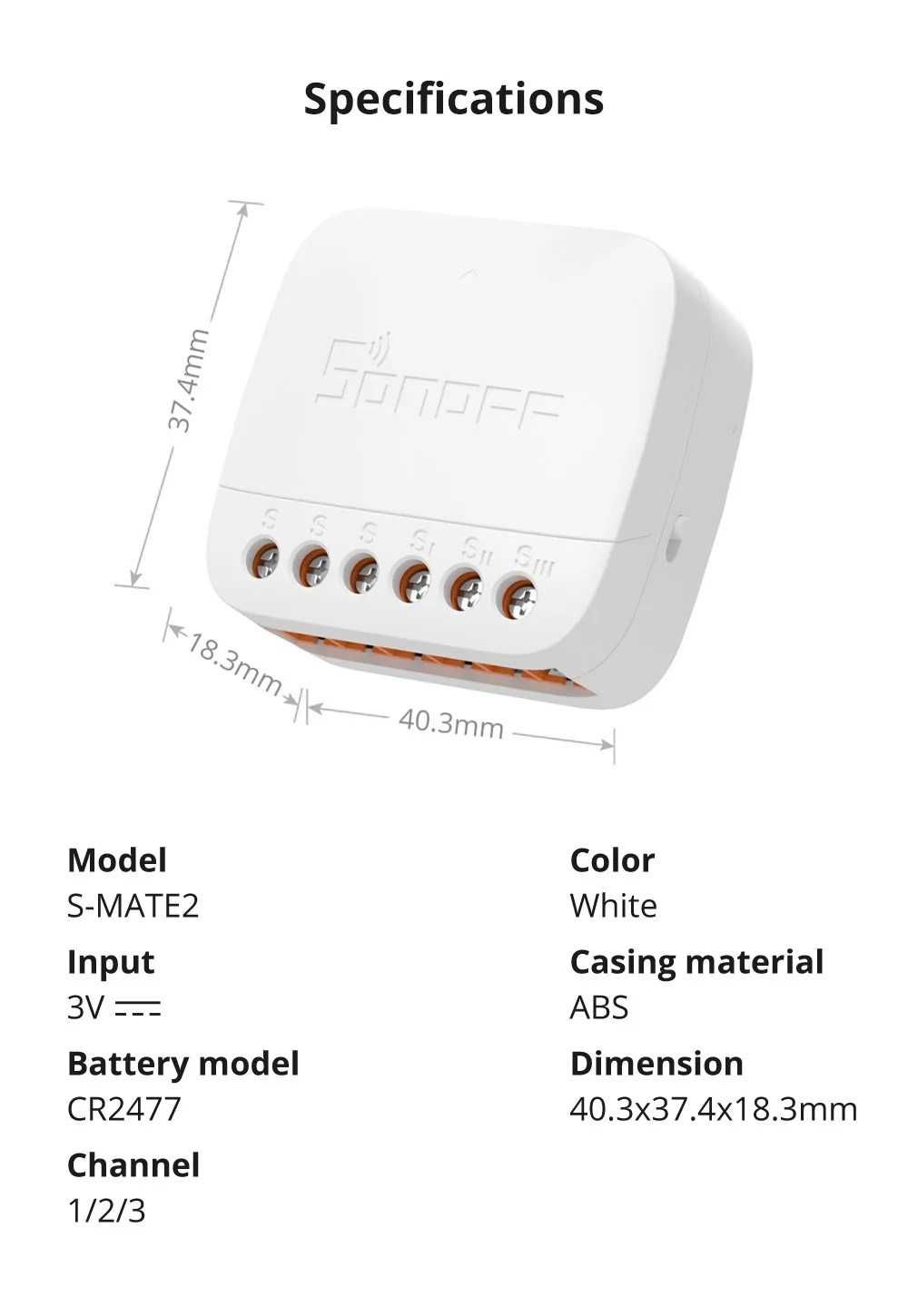 Sonoff S-MATE2 Extreme Switch/ESP32 Розумний Wi-Fi перемикач