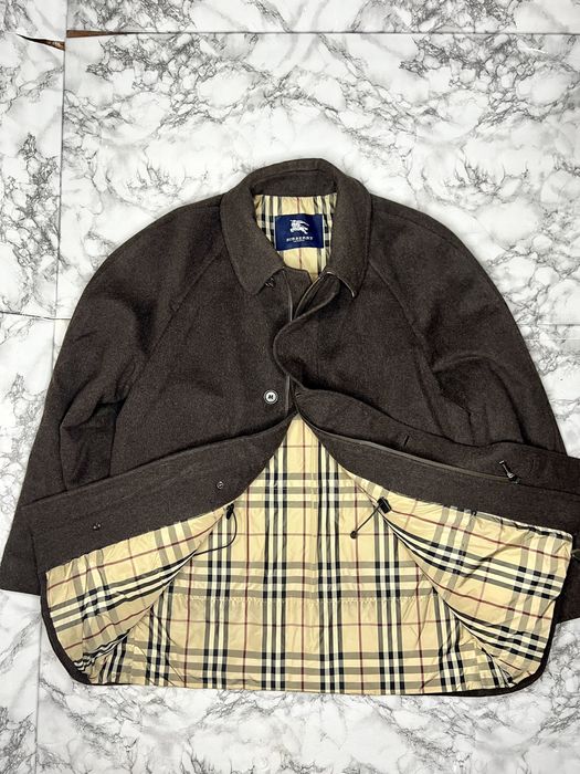Пальто шерстяное плащ мужской Burberry винтаж оригинал размер L 5