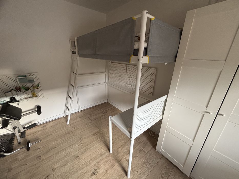 Łóżko piętrowe ikea Vitval + biurko i krzesło