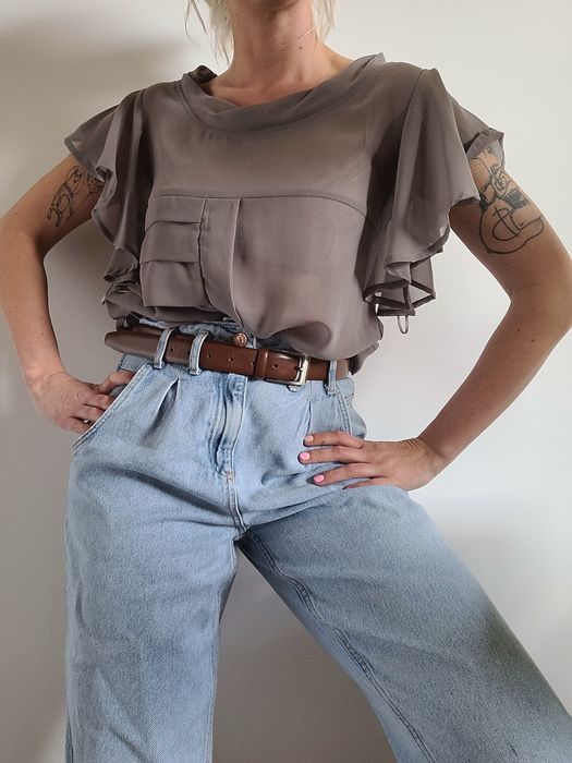 Koszula mgiełka oversize falbany boho ASOS