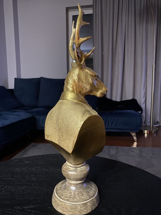 Złote świateczne ozodbne popiersie renifera