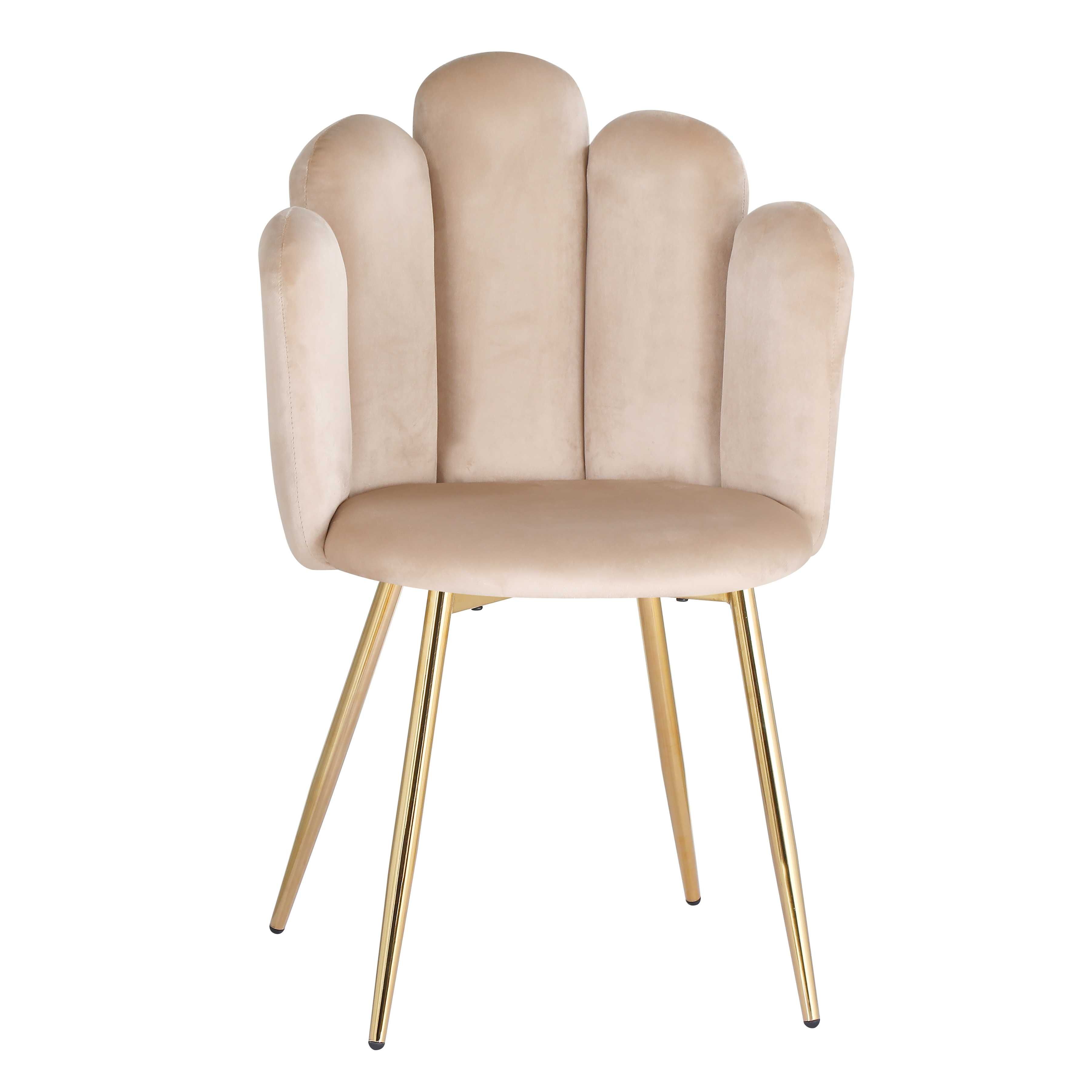 Krzesło tapicerowane welur velvet muszelka złote nogi nowoczesne