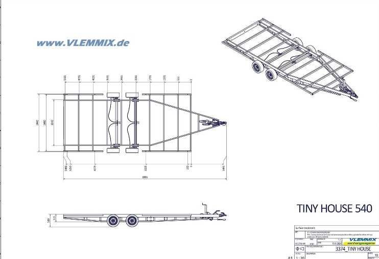 Przyczepa pod domek mobilny Vlemmix TH 540, 5,4m x 2,44m, nieużywana