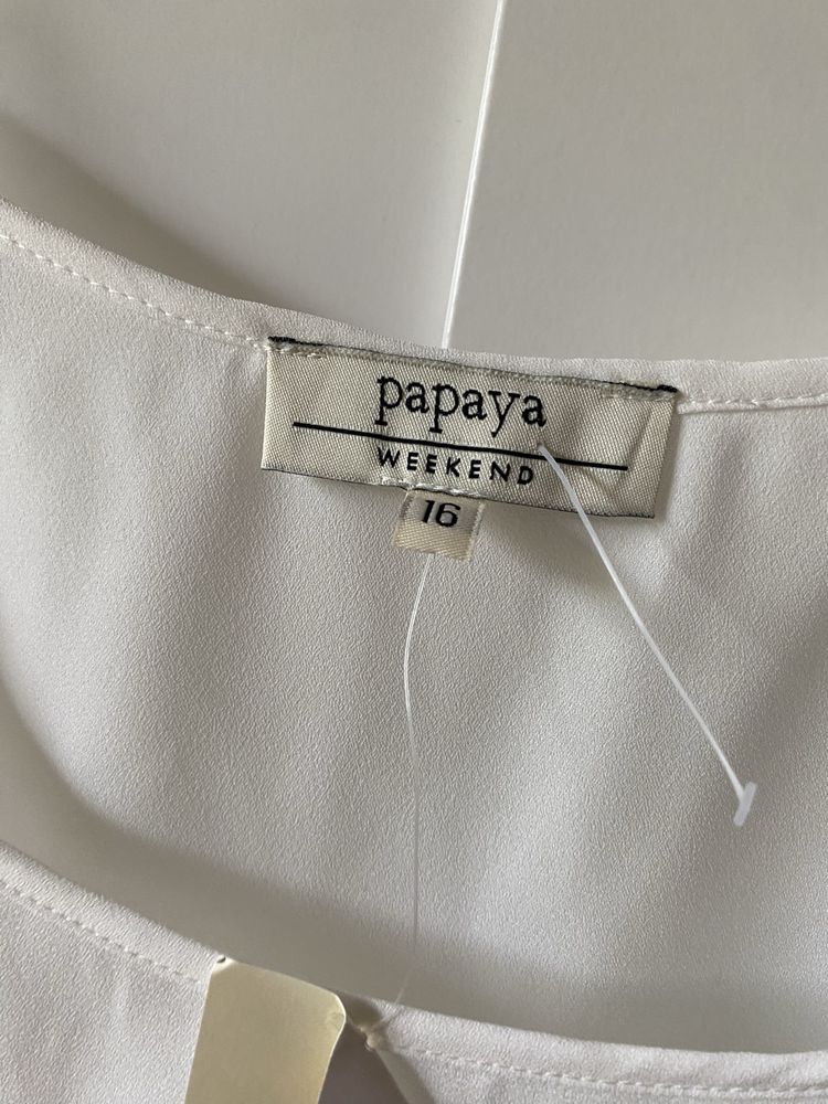 Nowa biała bluzka na ramiączkach Papaya z apaszką 42 xl