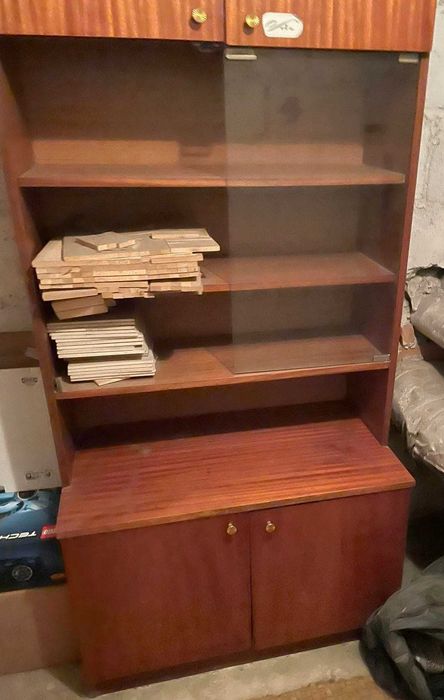 Drewniana szafka / szafa / witryna / biblioteczka PRL peerel