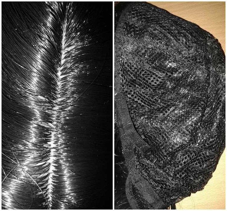 Peruka z przedziałkiem karbowana wig cosplay Czarna falowana