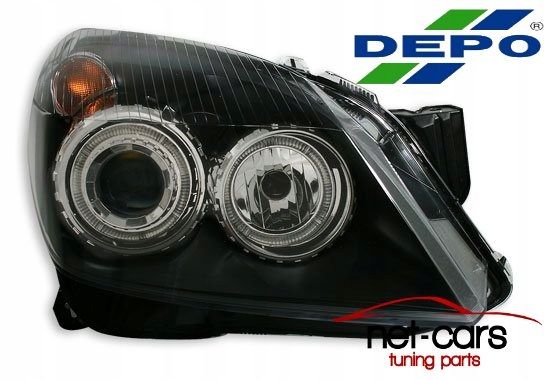 Reflektory lampy przednie przód OPEL ASTRA H Angel Eyes wzór Xenon