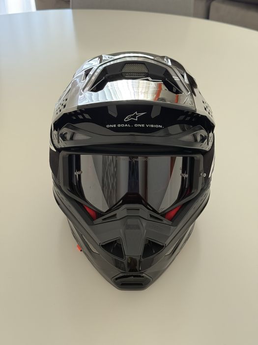 Conjunto Óculos+Capacete Alpinestars Supertech S-M10 Fame Black Carbon