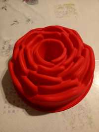 Forma silikonowa w ksztalcie róży, babkowa, z kominkiem