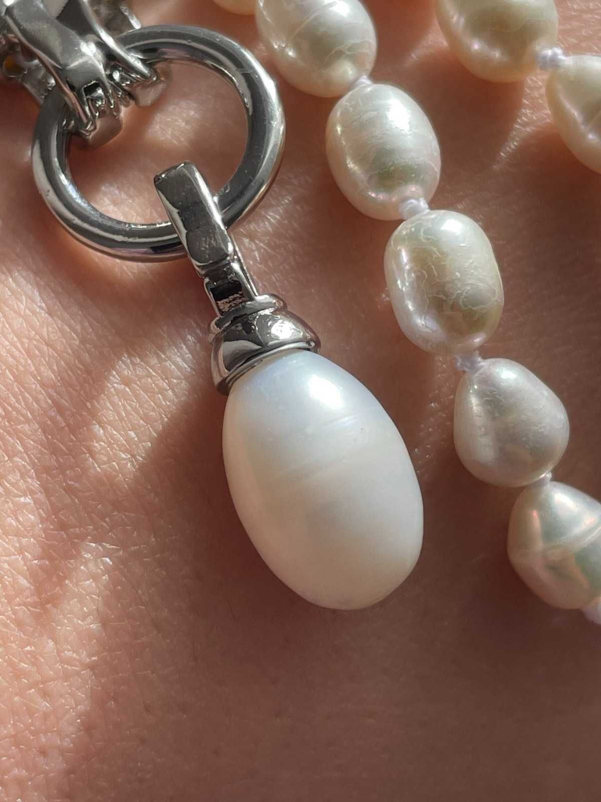 Ожерелье с подвеской из натурального белого пресноводного  жемчуга