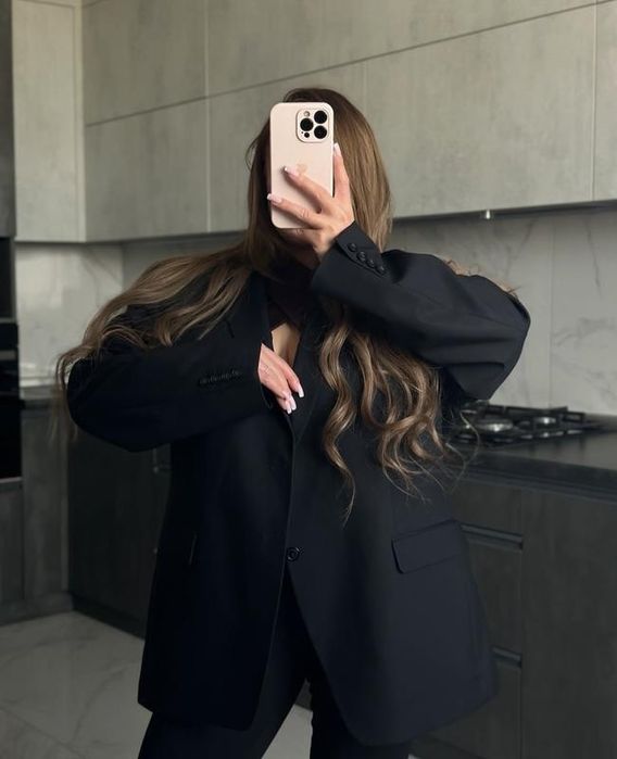 Оверсайз піджак блайзер жакет чорний батал великий розмір 52 54