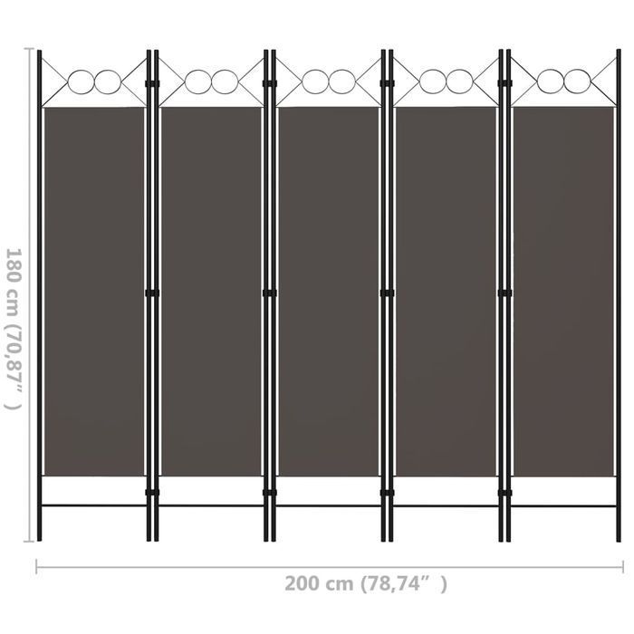 Parawan 5-skrzydłowy Vidaxl Antracytowy 200x180 cm