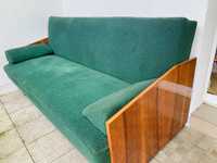 kanapa rozkładana PRL zielona na sprężynach