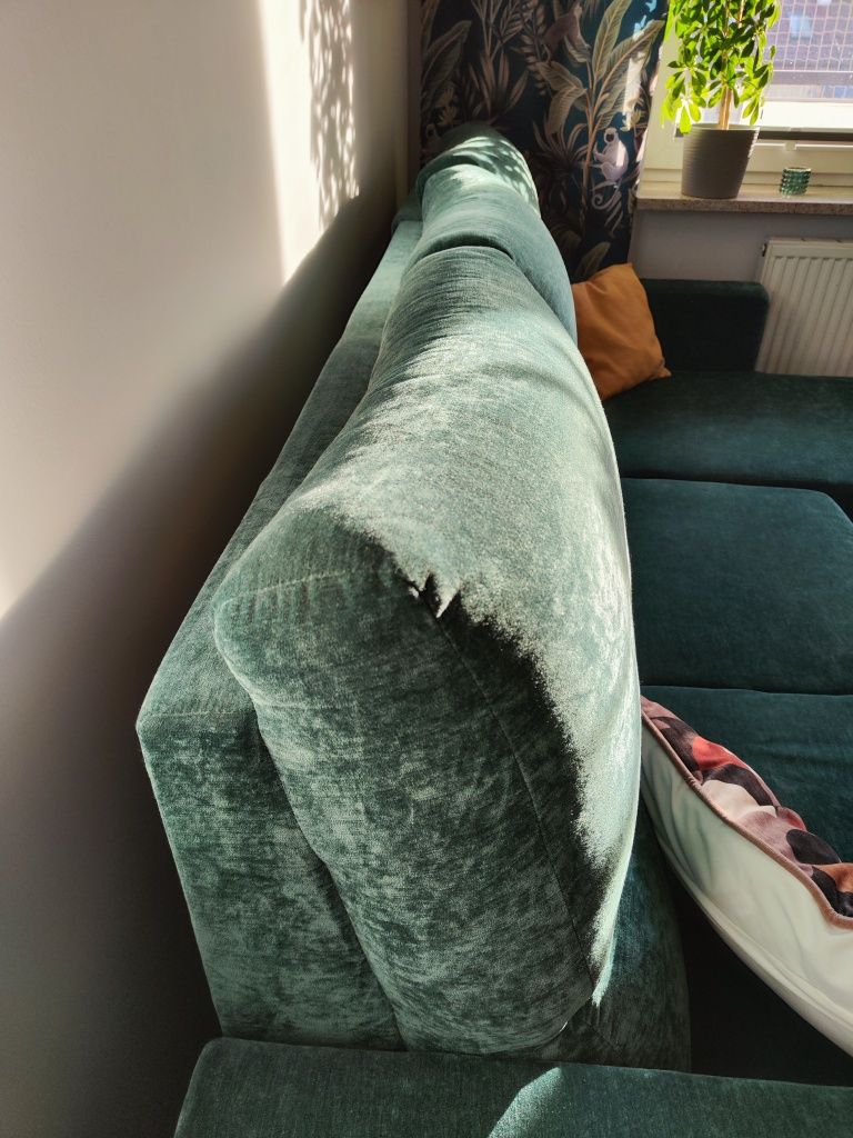 Narożnik butelkowa zieleń / Agata Meble 227 cm