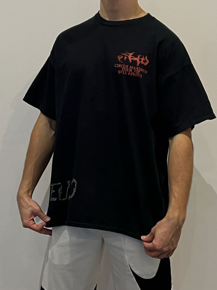 Travis Scott merch z koncertu koszulka z krótkim rękawem nowa czarna
