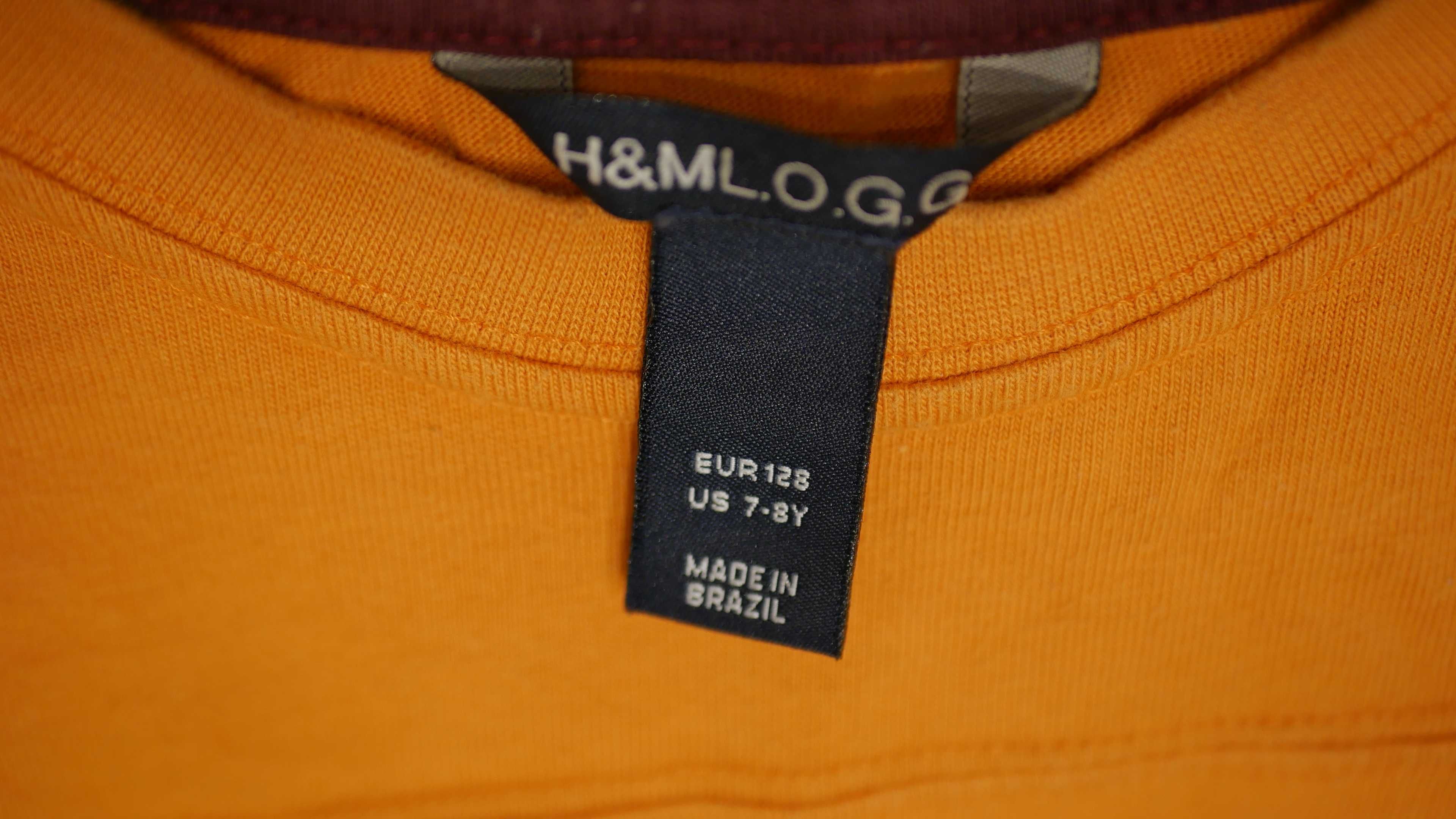 Koszulka H&M LOGG 128 cm 7-8 Lat Długi Rękaw Pomarańczowa