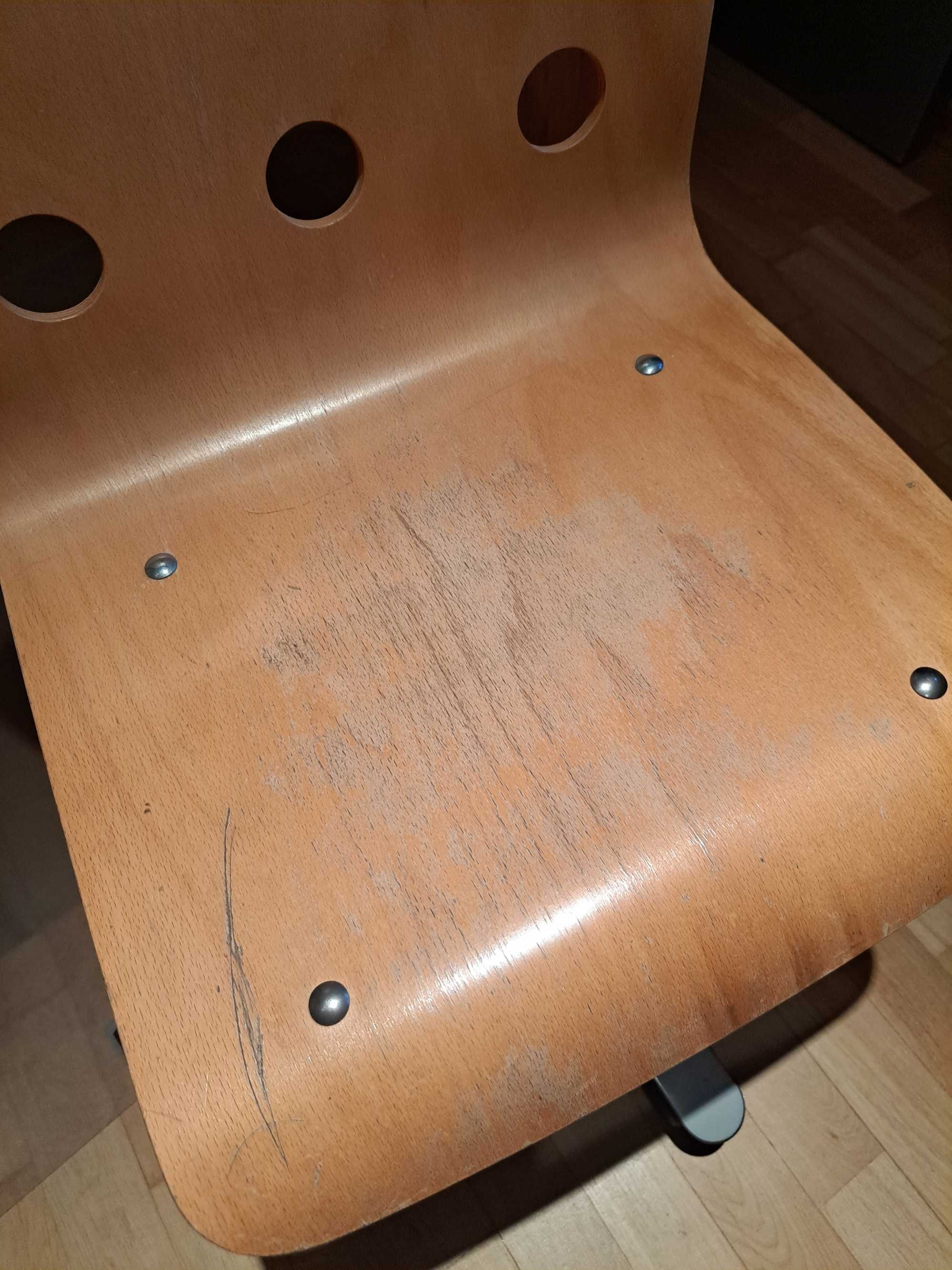 Krzesło obrotowe regulowana wysokość drewniane