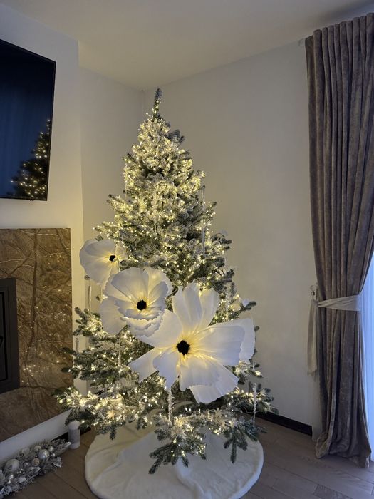 Квіти на ялинку, квіти для декору вітрин