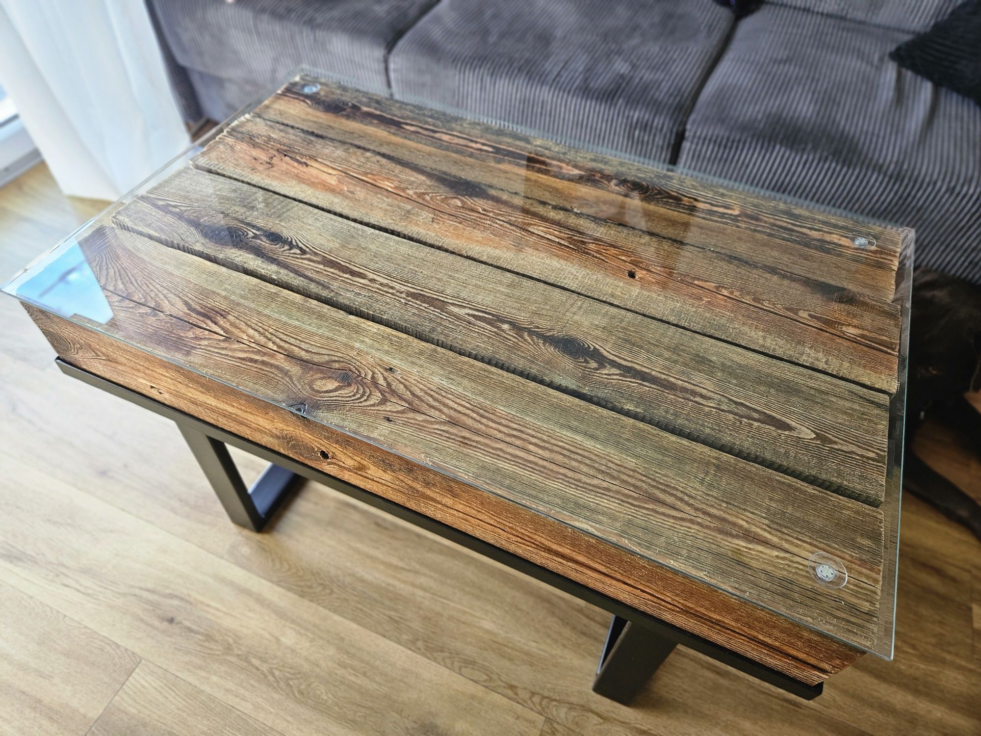 Stolik kawowy 100x60x52 styl loftowy drewno metal