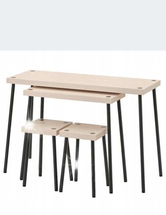 IKEA FRIDNAS Zestaw stolików/stołków czarny/brzoza, uzywany 1 miesiąc