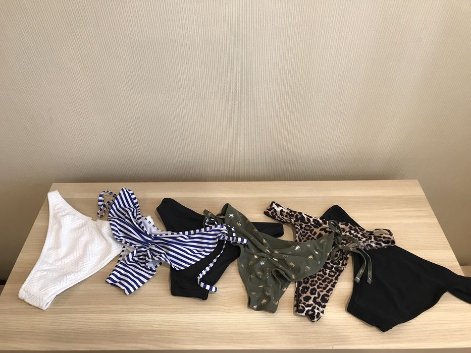 Жіночі плавки для купання, труси: білі ажурні, чорні, смугасті, хакі