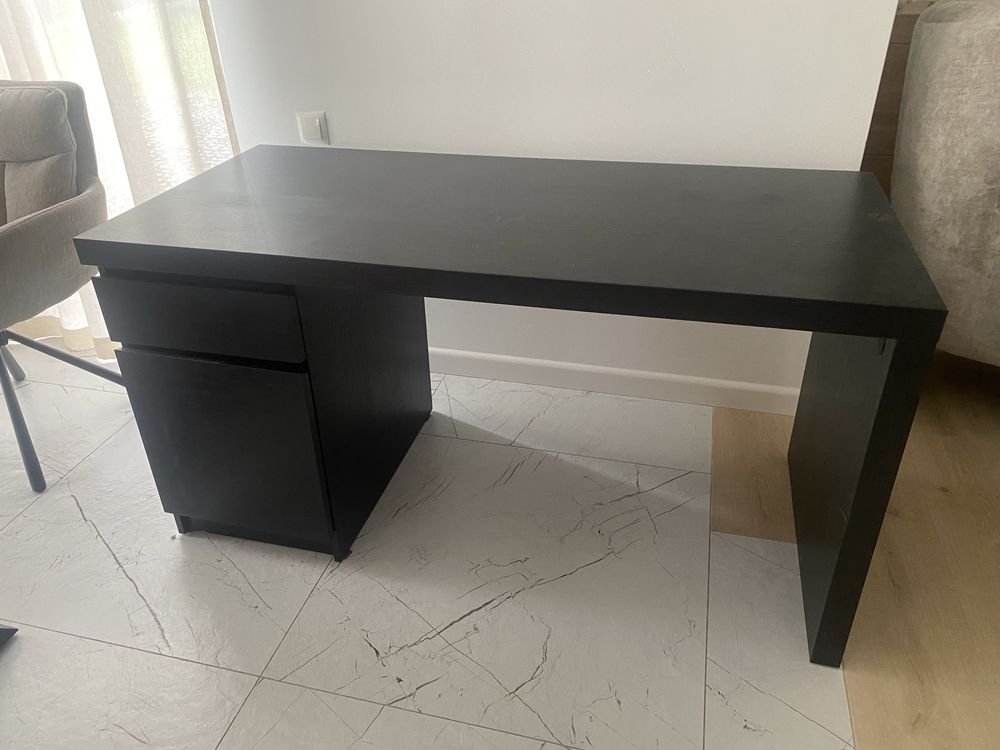 Biurko Malm Ikea czarnobrązowe