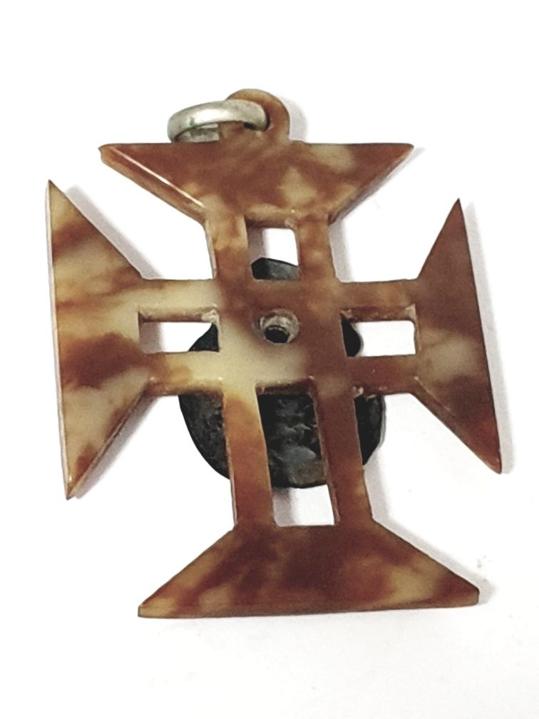 Antigo pendente Cruz de Cristo com Santo António em prata