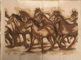Obraz wyszywany haftem krzyżykowym konie w galopie