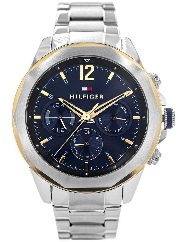 Męski zegarek TOMMY HILFIGER LARS SREBRNY na bransolecie datownik