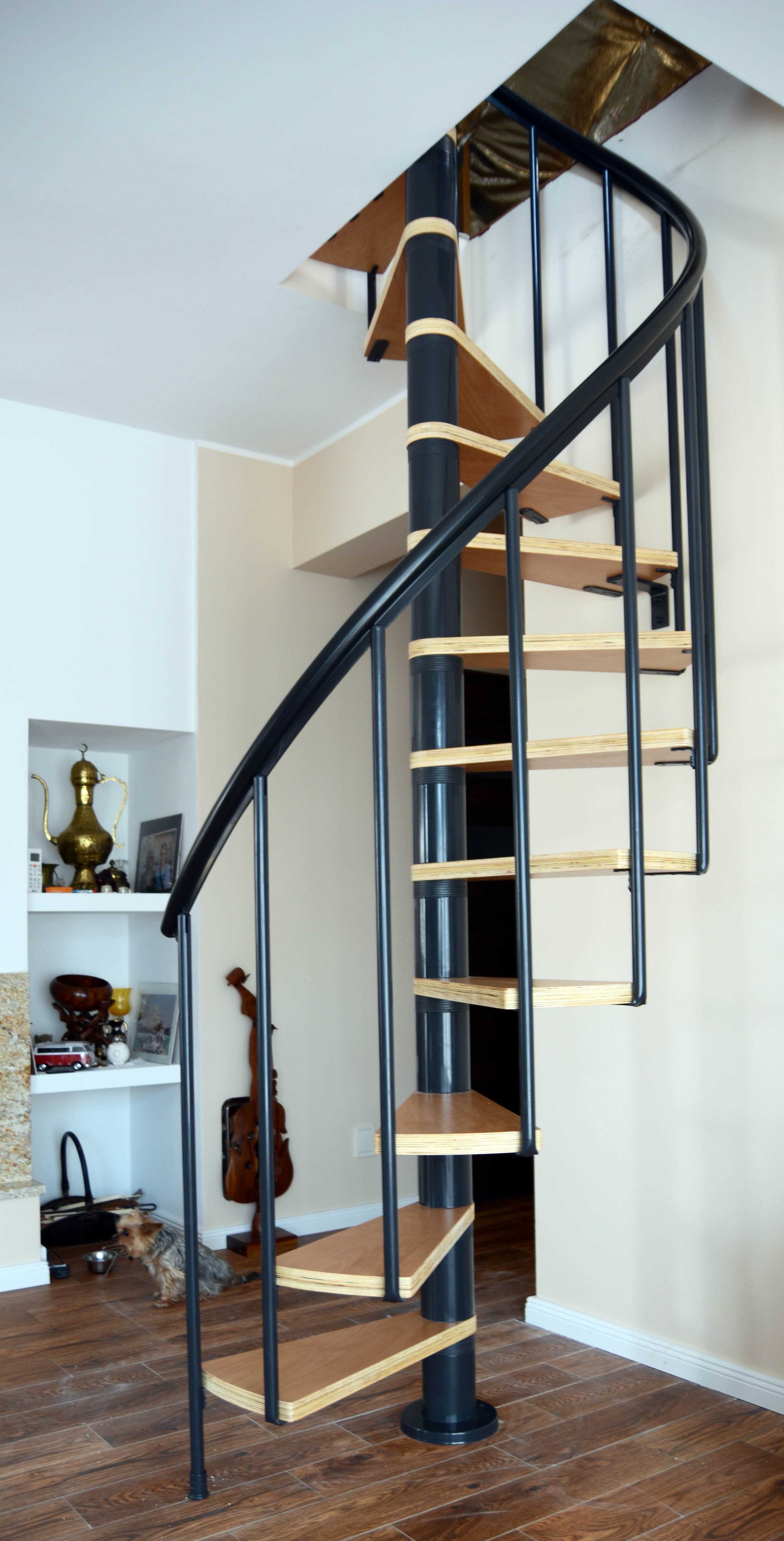 Nowoczesne schody spiralne Las Vegas Antracyt/ BUK fi 120 cm