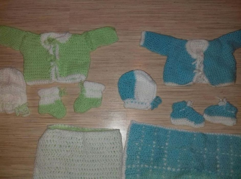 Zestaw kocyk sweter czapka buty na szydełku chrzest sesja zdjęciowa