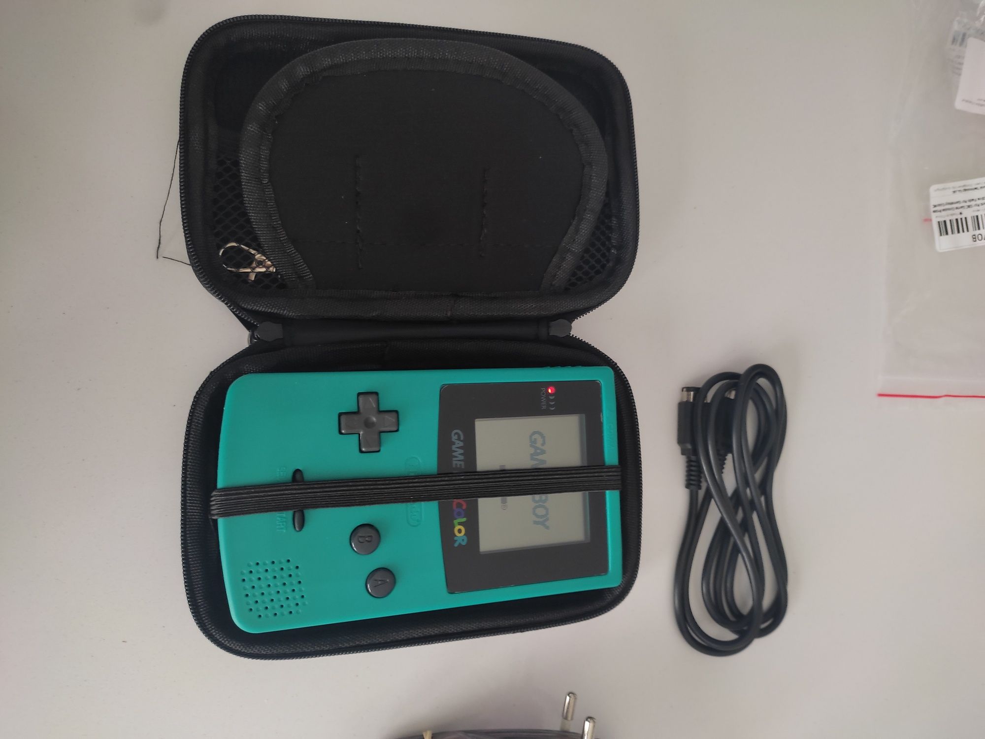 Pack Gameboy color azul com jogos carregador cabo link e bolsa