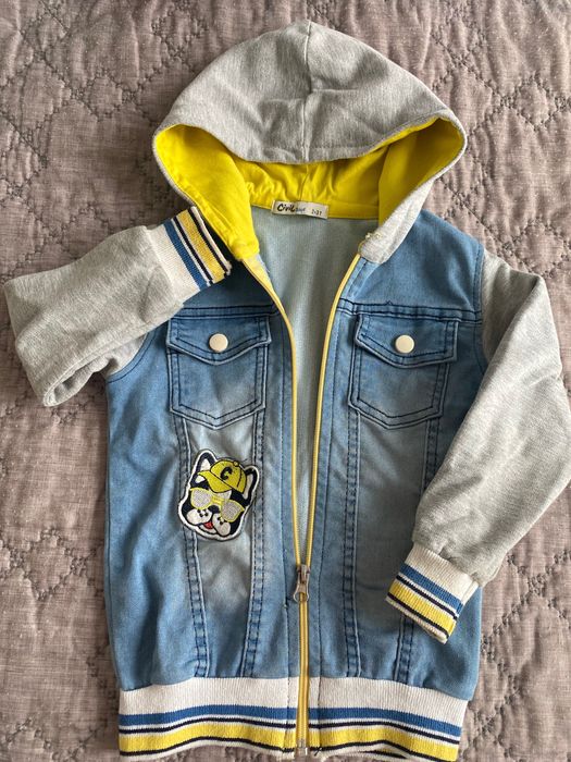 Zestaw kamizelka kurtka jeans i spodnie chłopięc 2/3 lata