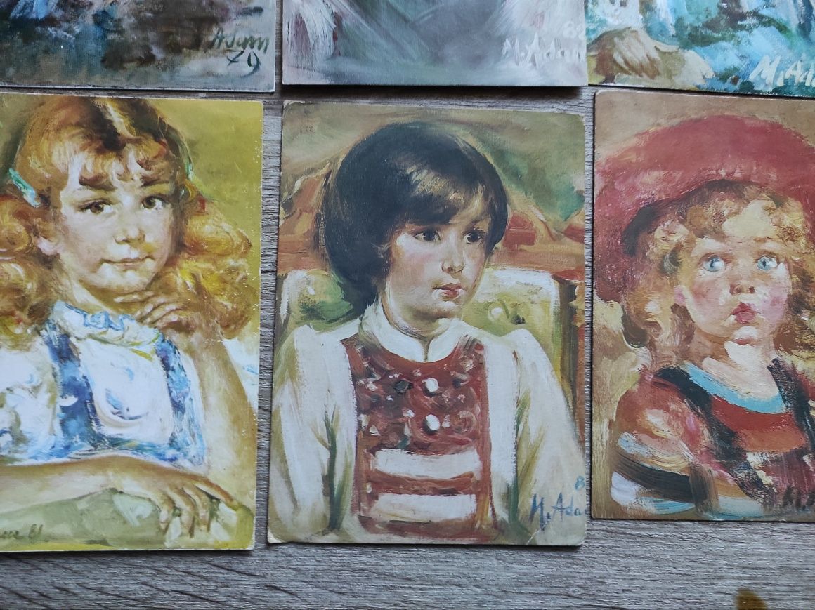 Pocztówki z wizerunkiem dzieci wybitnego malarza M, Adamczyka z lat Pr
