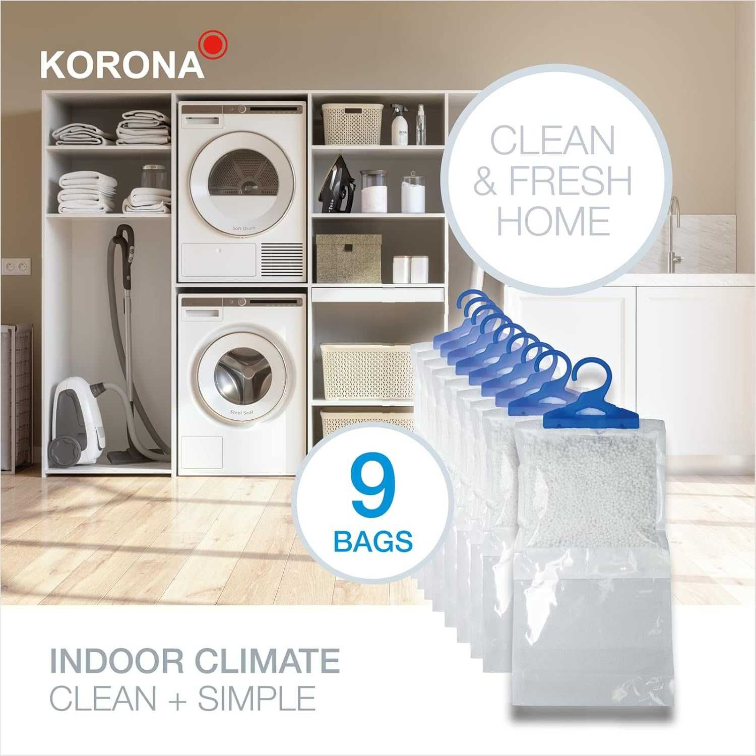Korona 82152 osuszacz garderobiany | 9 worków osuszających z uchwytem