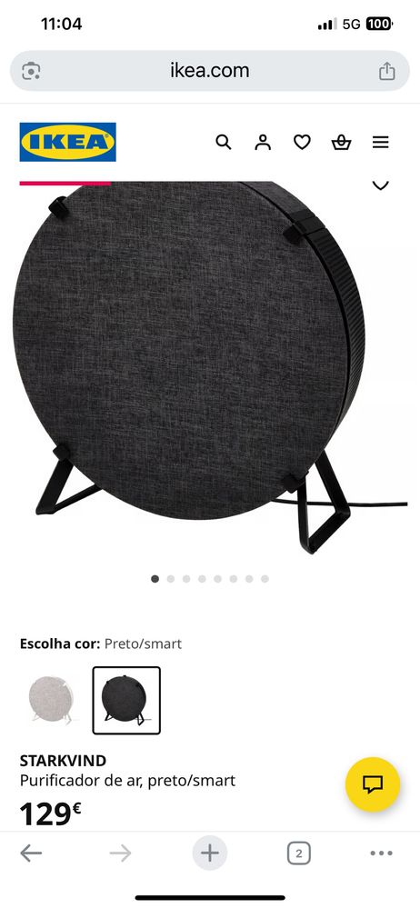 IKEA STARKVIND Purificador de ar, preto/smart Home