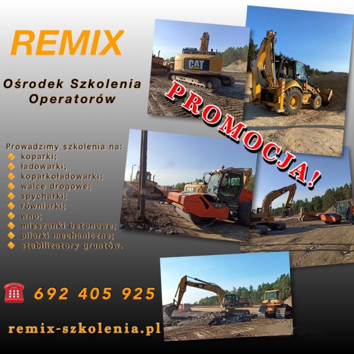 PROMO 1600! Kurs na operatora ładowarki, koparkoładowarki! START 10.08