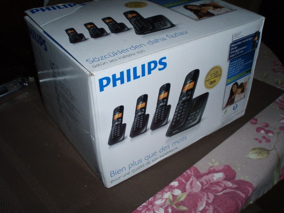 Telefon bezprzewodowy 2 słuchawki stacjonarny PHILIPS CD155 sekretarka