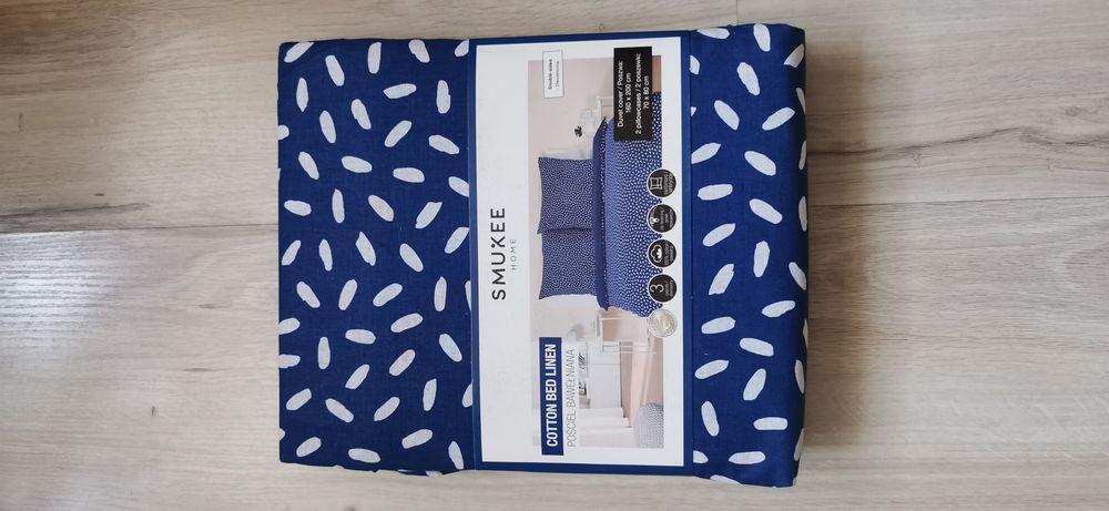Nowa pościel bawełniana Smukee rozmiar 160x200 2 poduszki 70x80